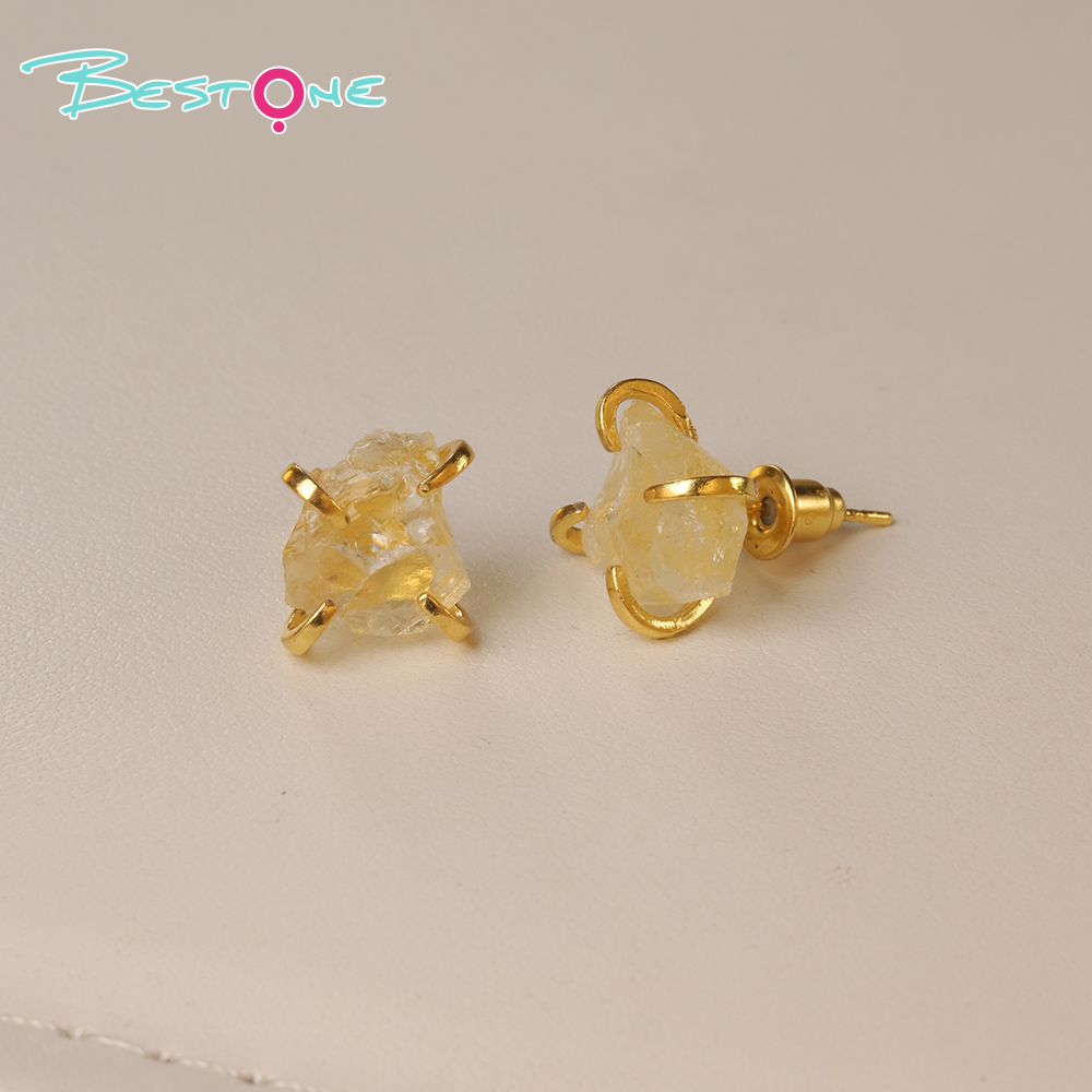 Raw Elegance Natural Gemstone Stud Earrings – Prong Set, 10–12mm