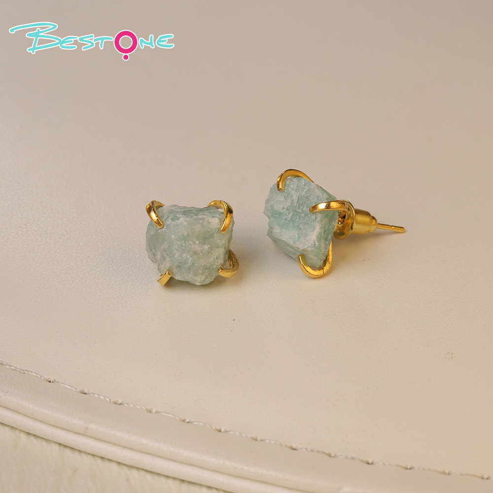 Raw Elegance Natural Gemstone Stud Earrings – Prong Set, 10–12mm