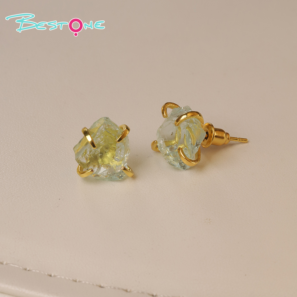 Raw Elegance Natural Gemstone Stud Earrings – Prong Set, 10–12mm