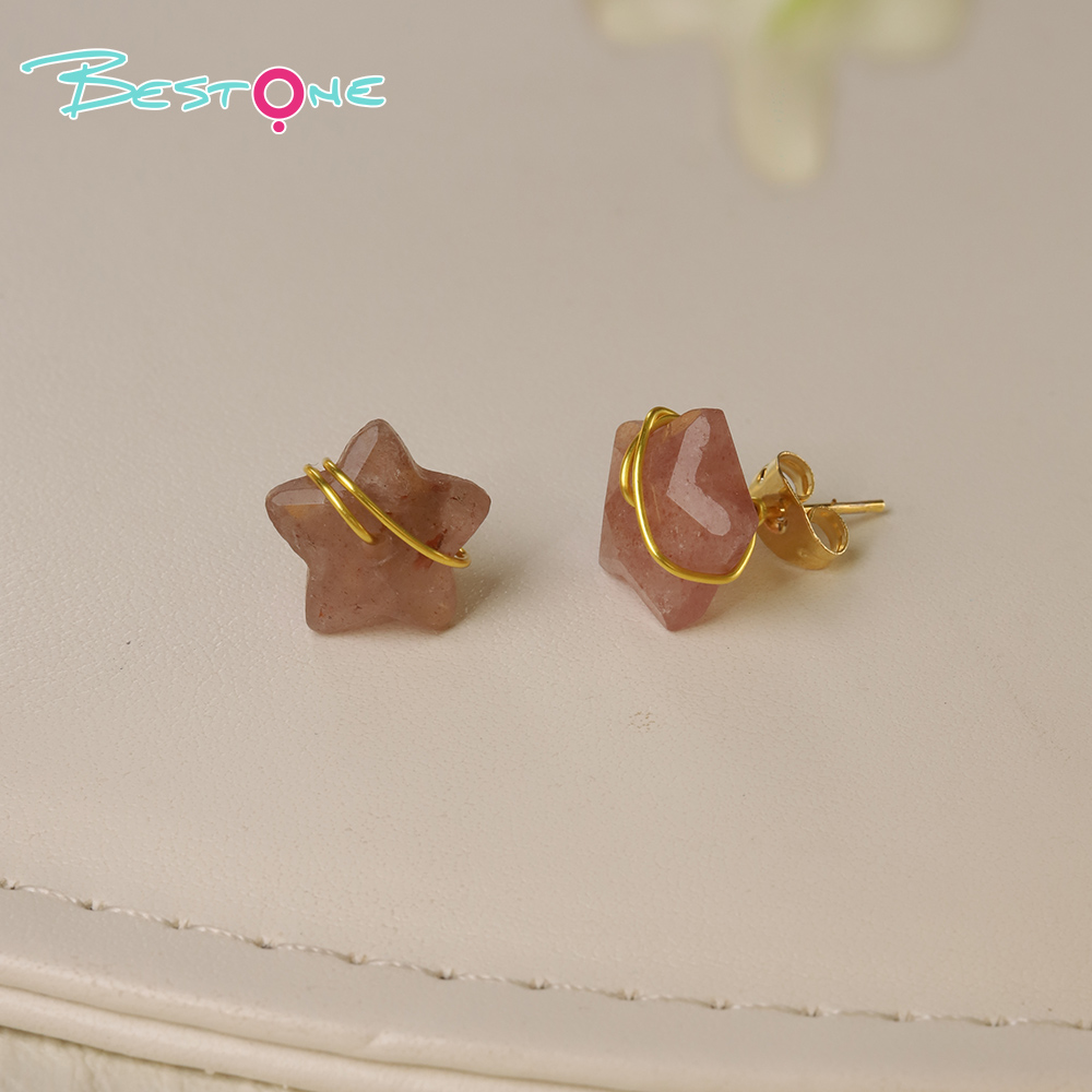 Wishing Star Wire-Wrapped Gemstone Stud Earrings – 12mm