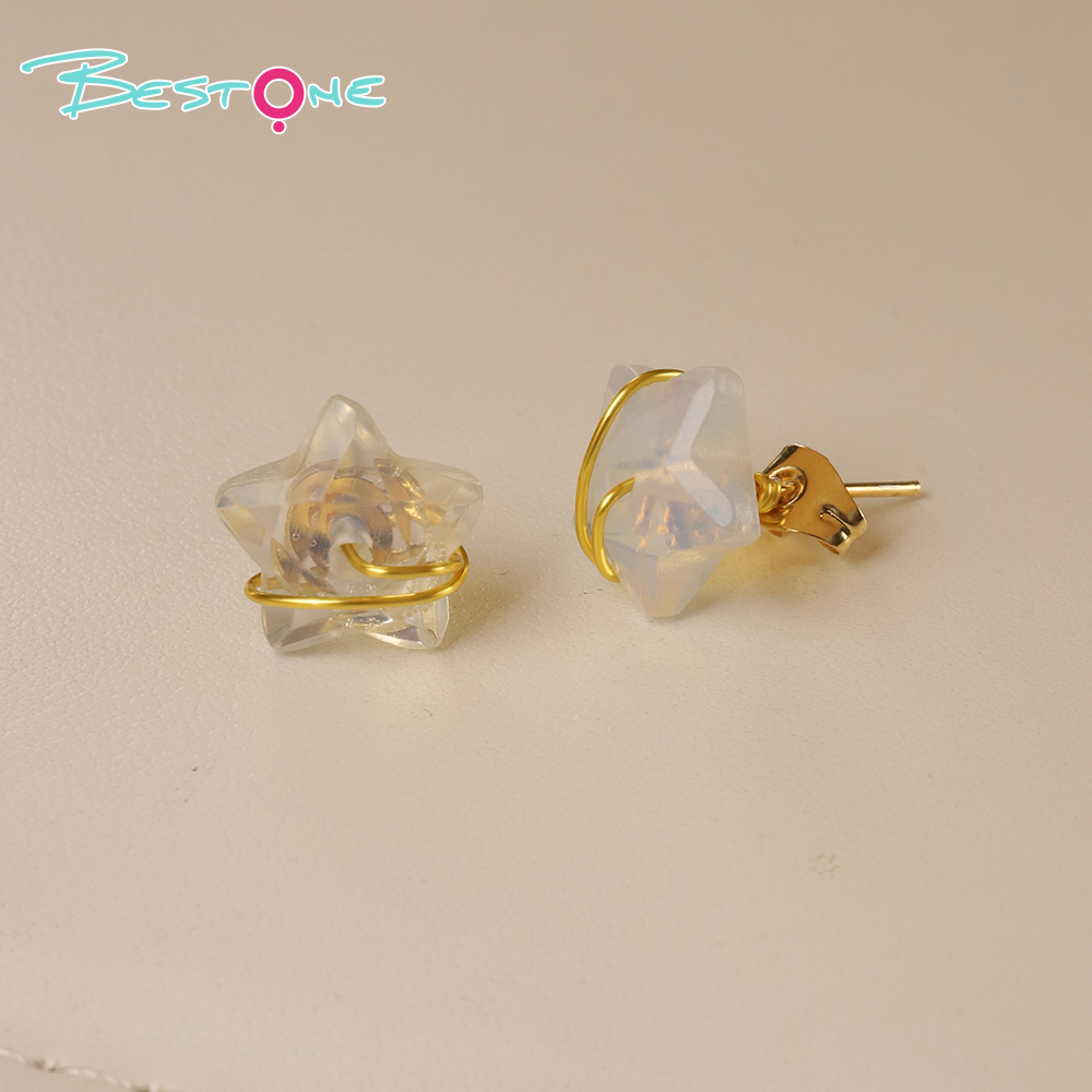 Wishing Star Wire-Wrapped Gemstone Stud Earrings – 12mm