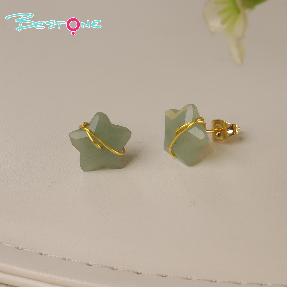 Wishing Star Wire-Wrapped Gemstone Stud Earrings – 12mm