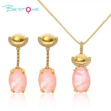 Brilliance Set – Pink Zircon Earrings & Necklace (10×14mm)