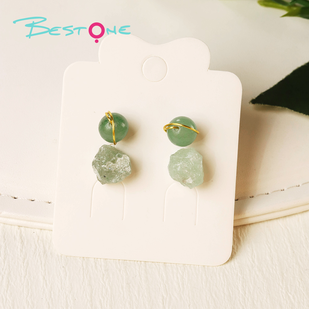 Elemental Raw Stone Drop Earrings – Wire-Wrapped Beads + Irregular Gem