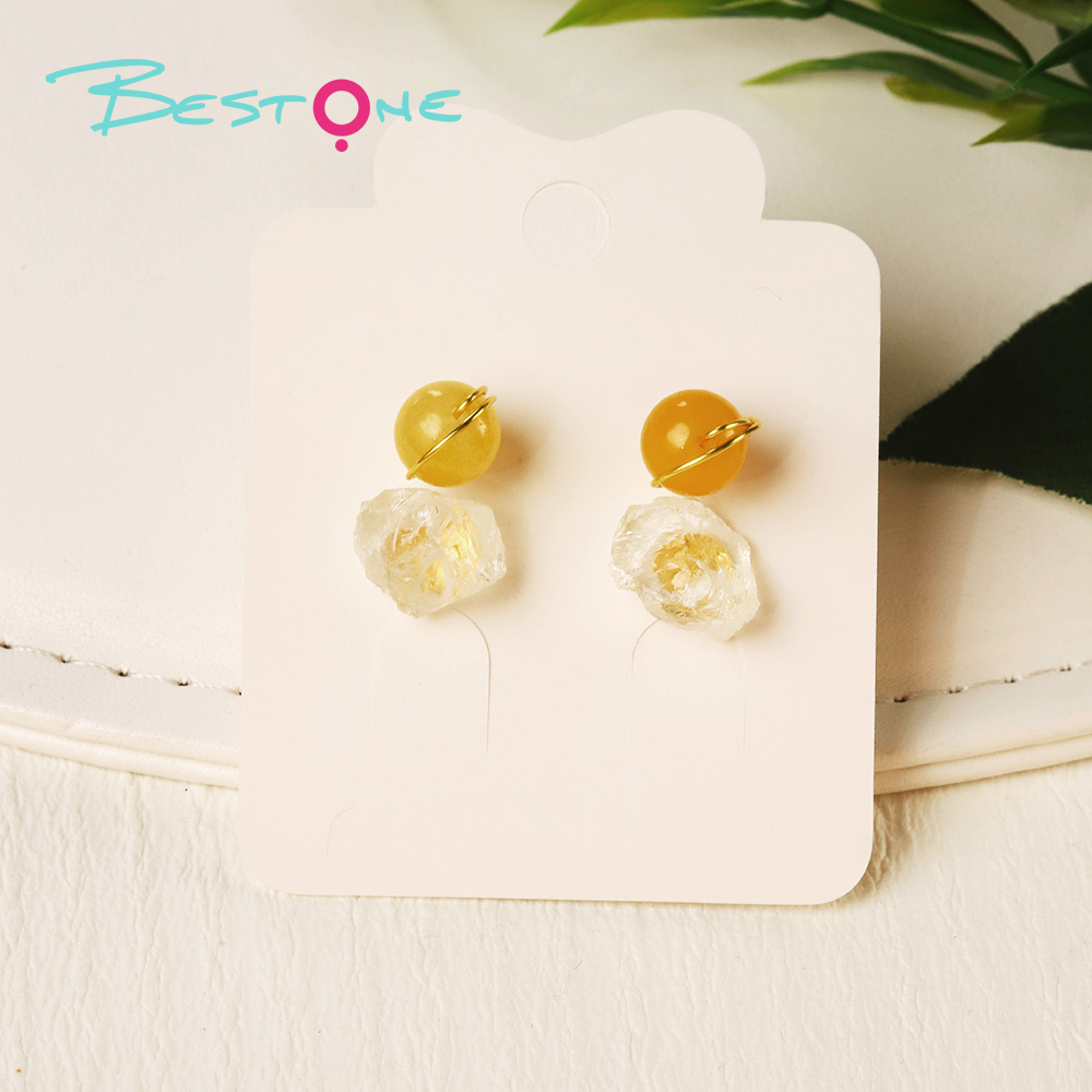 Elemental Raw Stone Drop Earrings – Wire-Wrapped Beads + Irregular Gem