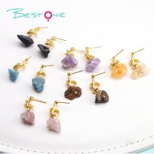 Infinity Knot Raw Stone Drop Earrings – 10–13mm