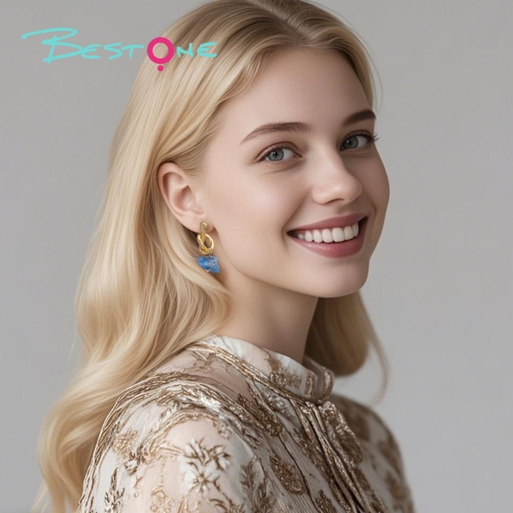 Infinity Knot Raw Stone Drop Earrings – 10–13mm
