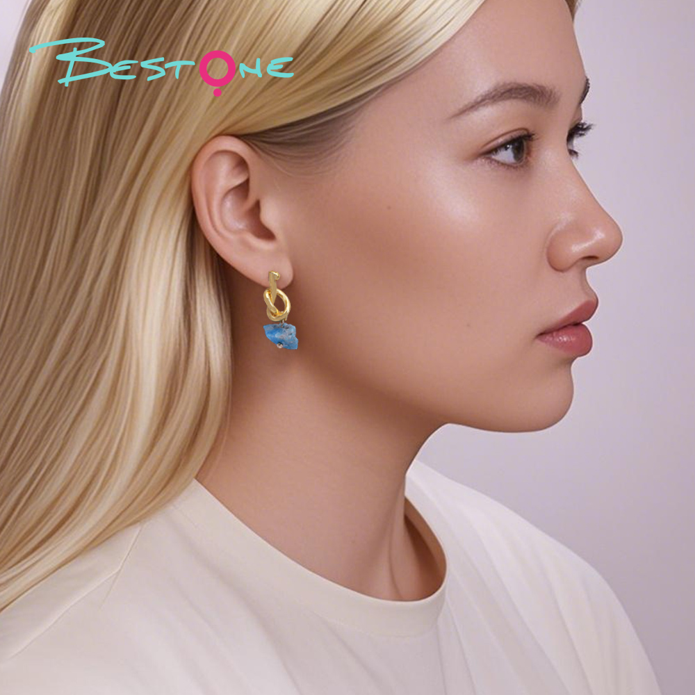 Infinity Knot Raw Stone Drop Earrings – 10–13mm