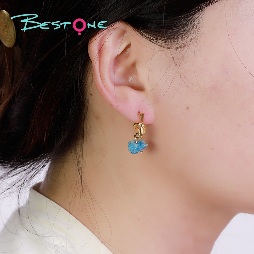 Infinity Knot Raw Stone Drop Earrings – 10–13mm