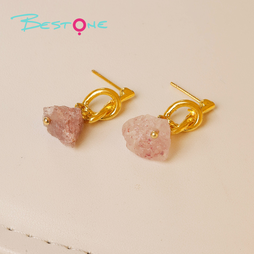 Infinity Knot Raw Stone Drop Earrings – 10–13mm