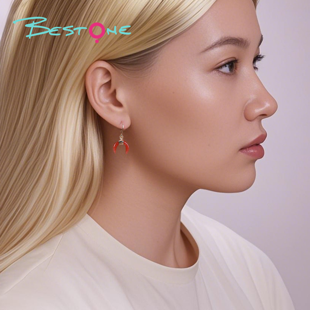 Lunar Gemstone Moon Earrings – 14×16mm