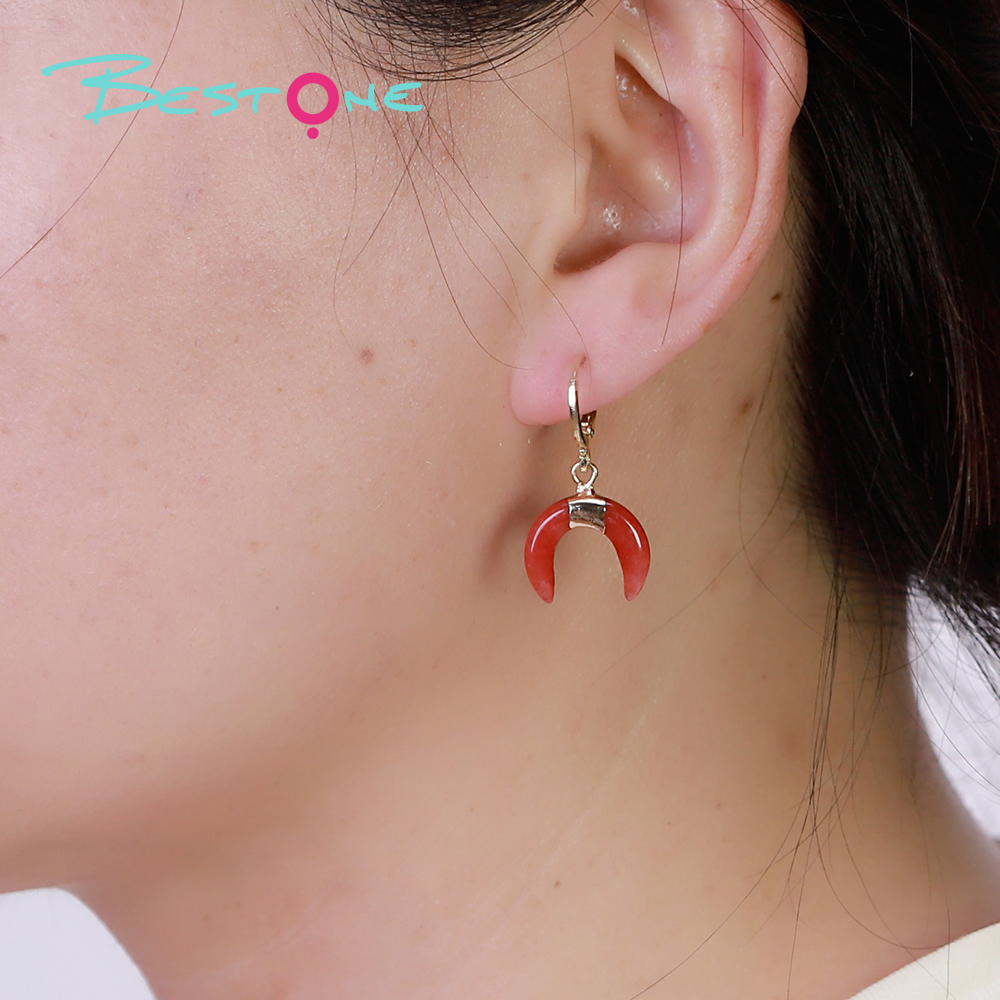 Lunar Gemstone Moon Earrings – 14×16mm