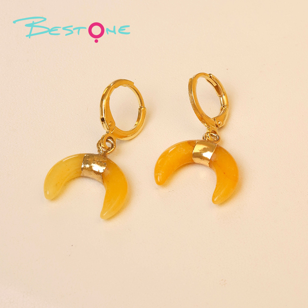 Lunar Gemstone Moon Earrings – 14×16mm