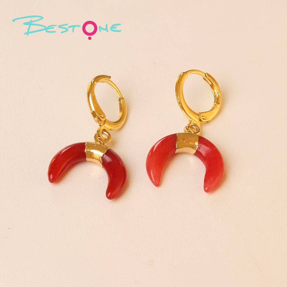 Lunar Gemstone Moon Earrings – 14×16mm
