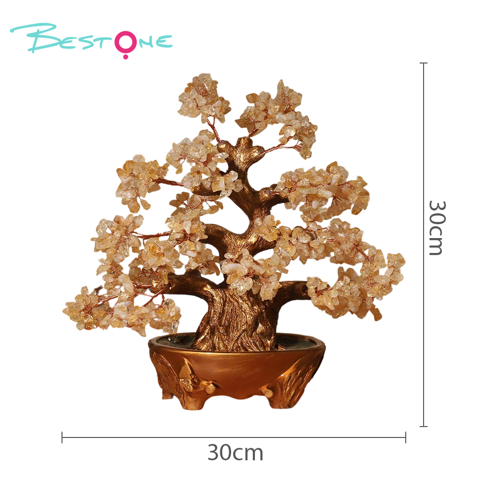 Large Gemstone Tree with Resin Base – 30×30cm Citrine, Amethyst, Rose Quartz, Rainbow Crystals