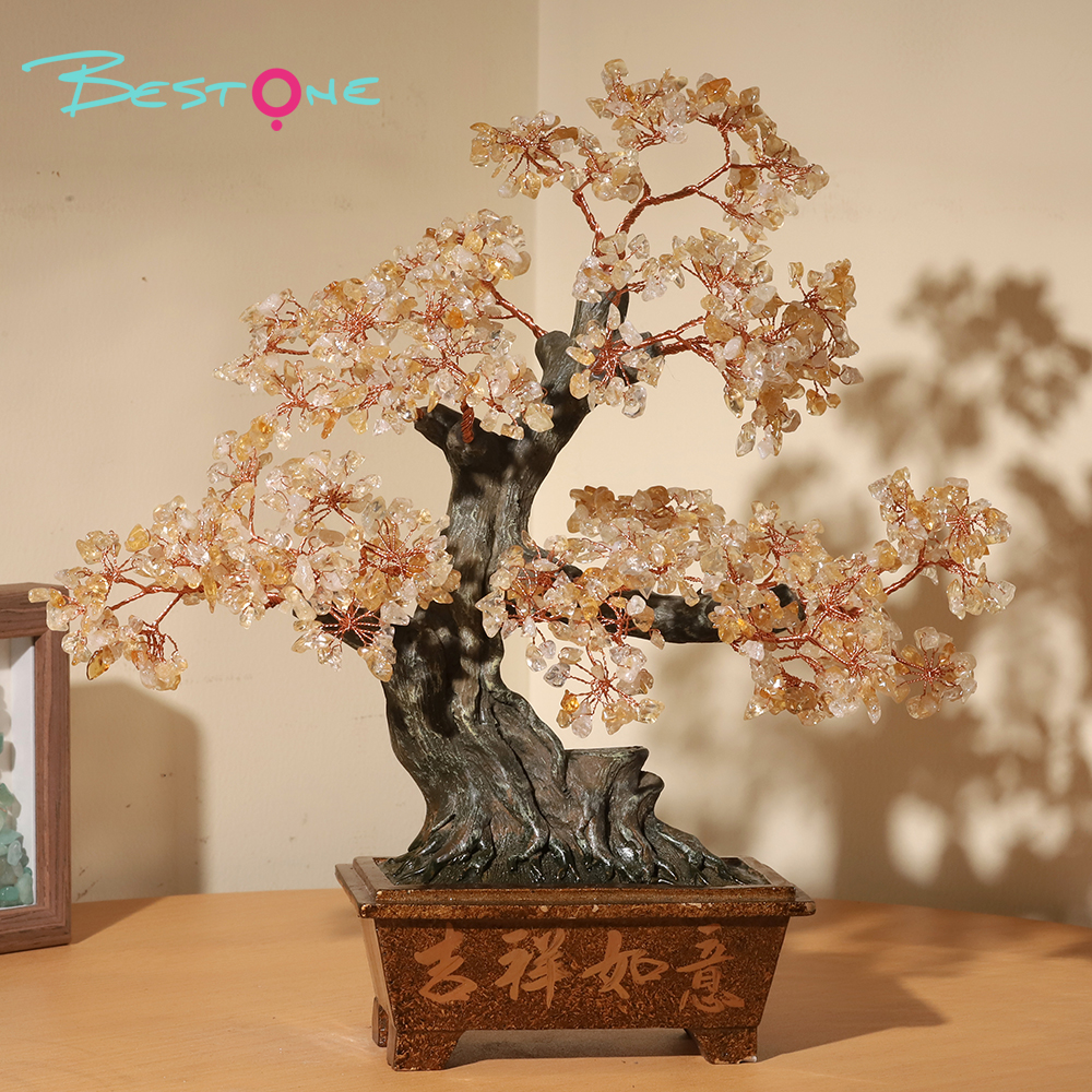 Gemstone Trees with Resin Base – 29×27cm Citrine, Amethyst, Rose Quartz