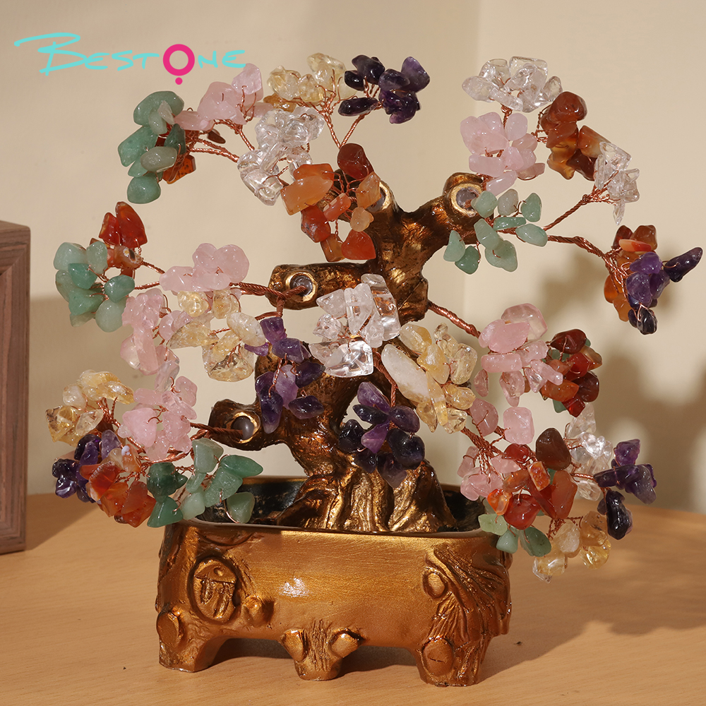 Gemstone Trees with Resin Base – 23×23cm