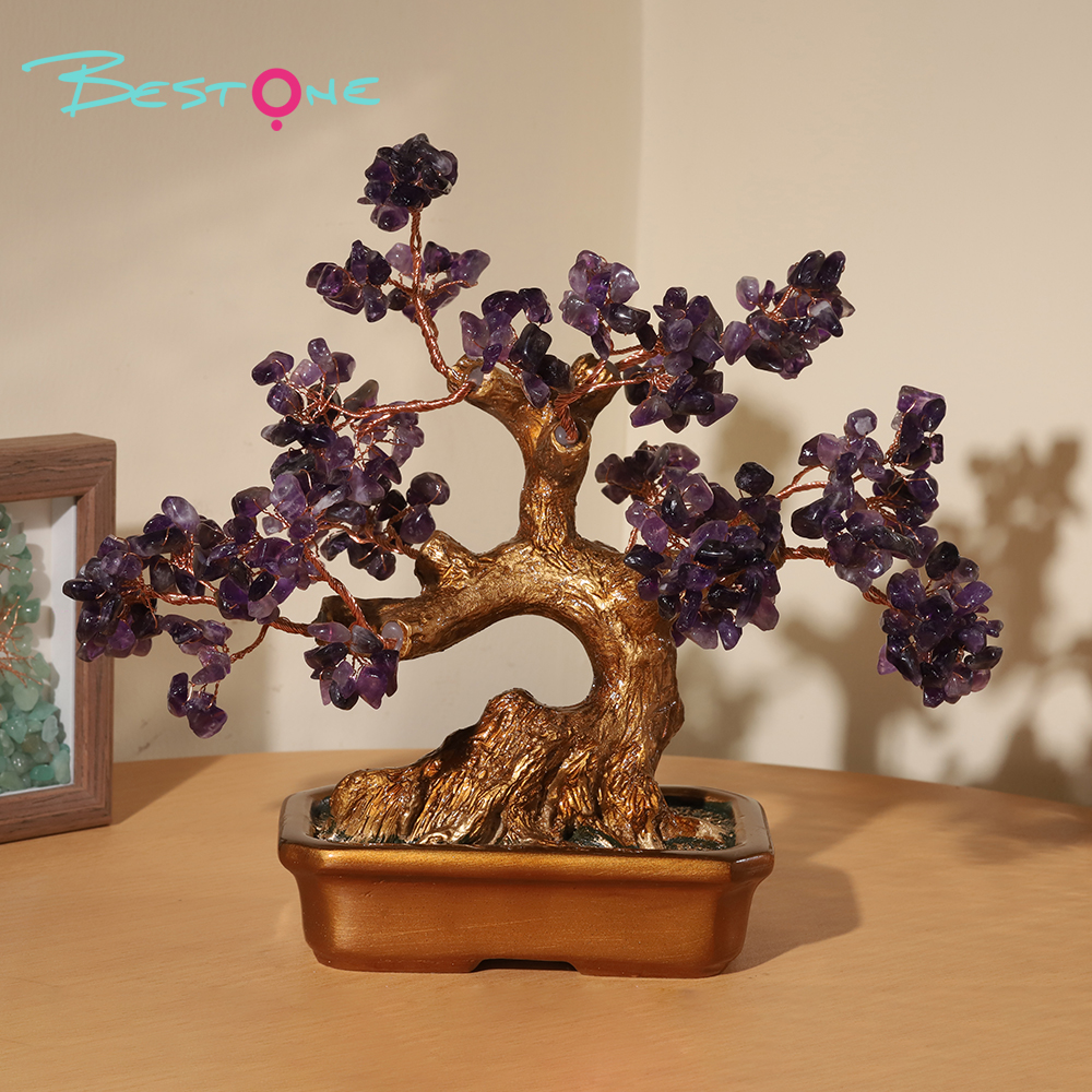 Gemstone Trees with Resin Base – 21×21cm