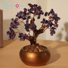 Gemstone Trees with Golden Round Base 23×23cm
