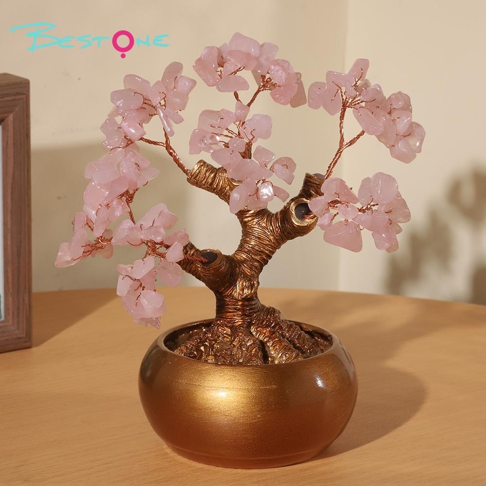Gemstone Trees with Golden Round Base 23×23cm