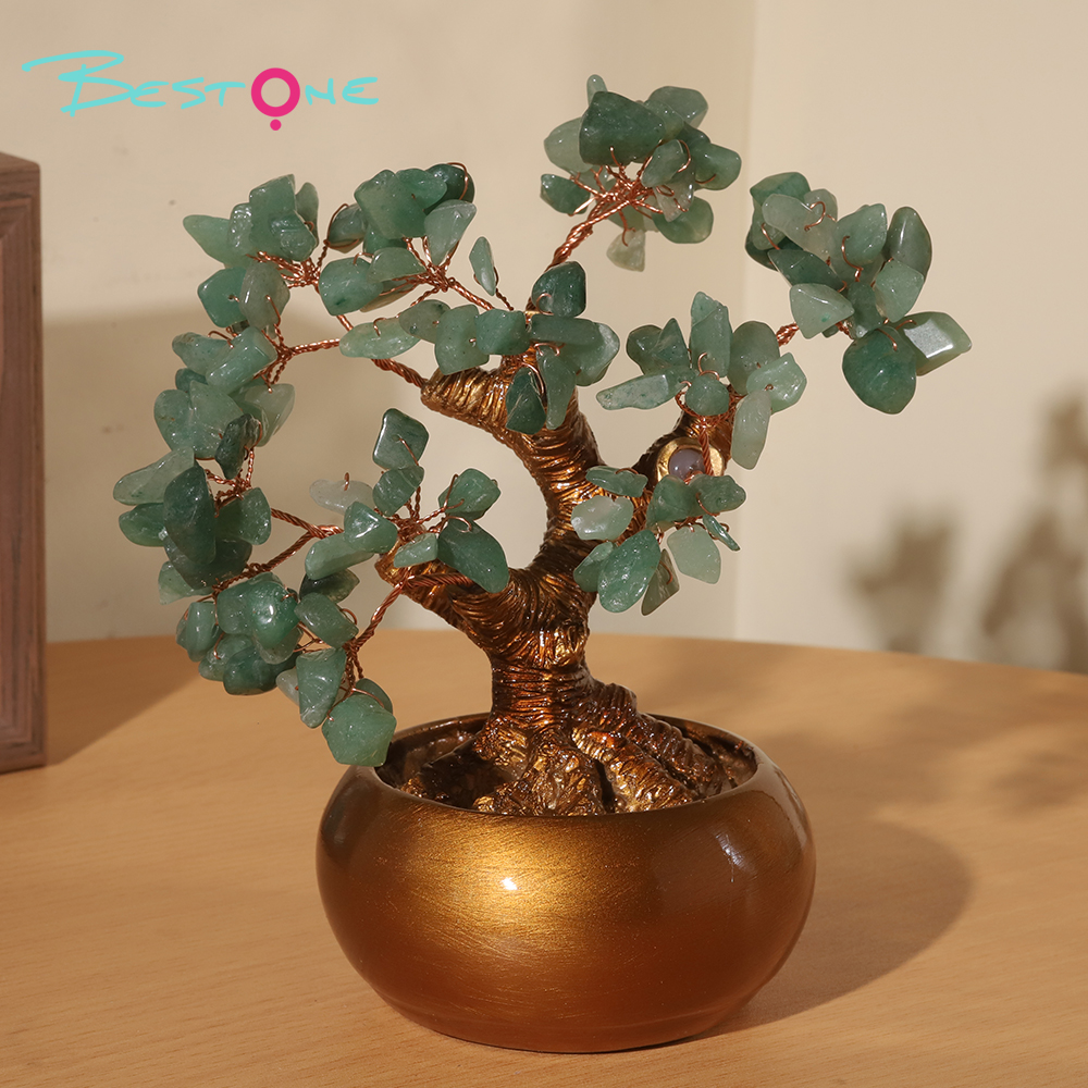 Gemstone Trees with Golden Round Base 23×23cm