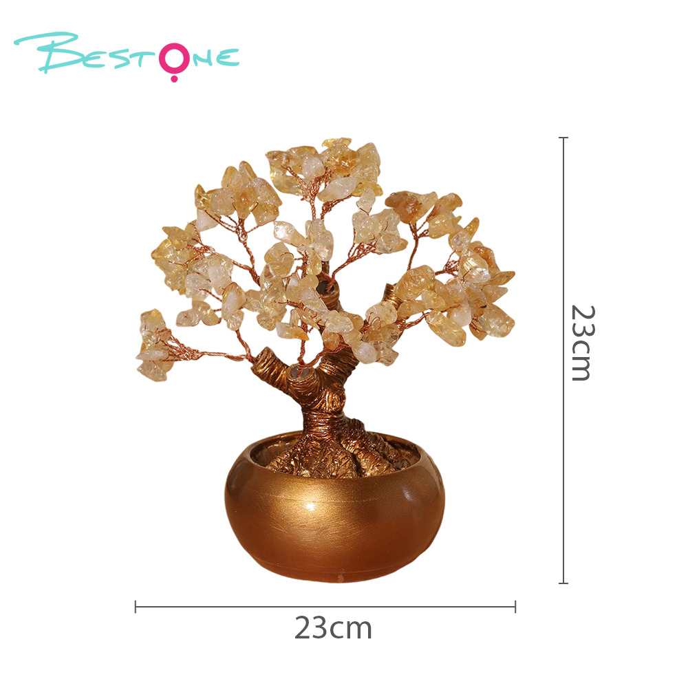 Gemstone Trees with Golden Round Base 23×23cm
