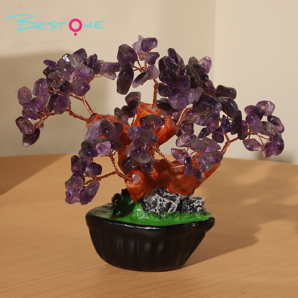 Heart-Shaped Base Gemstone Trees – 13×13cm