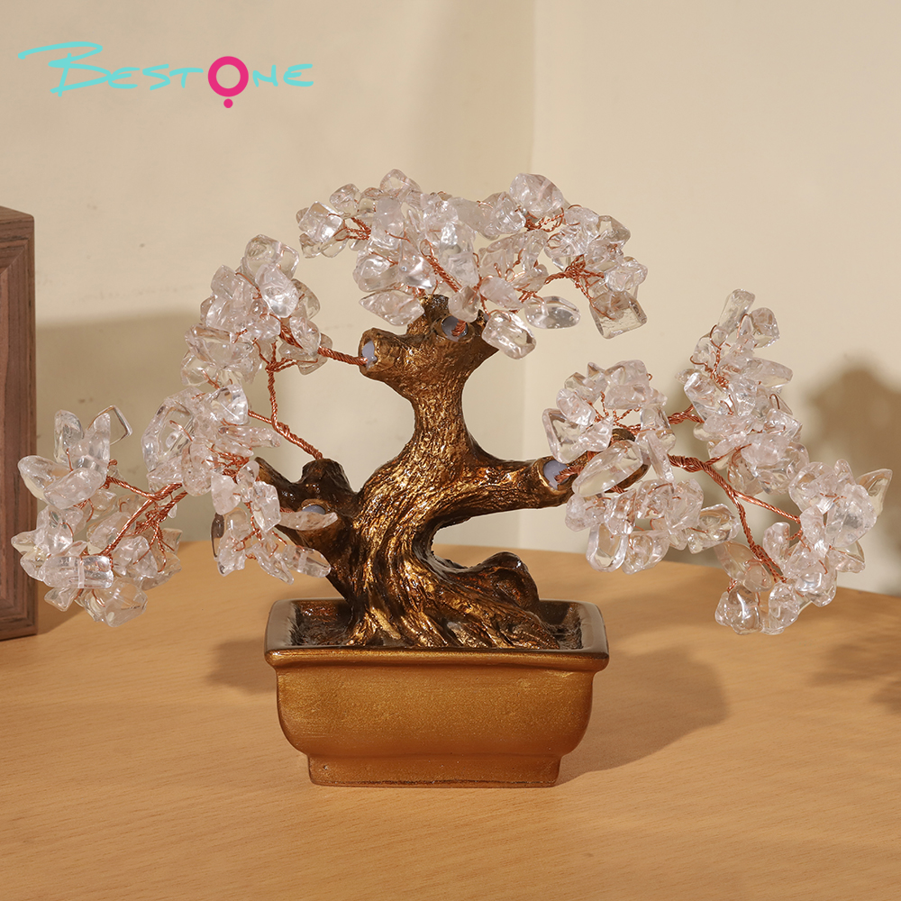 Mini Prosperity Gem Trees with Golden Pot – 20×17cm