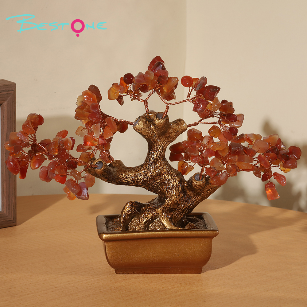 Mini Prosperity Gem Trees with Golden Pot – 20×17cm