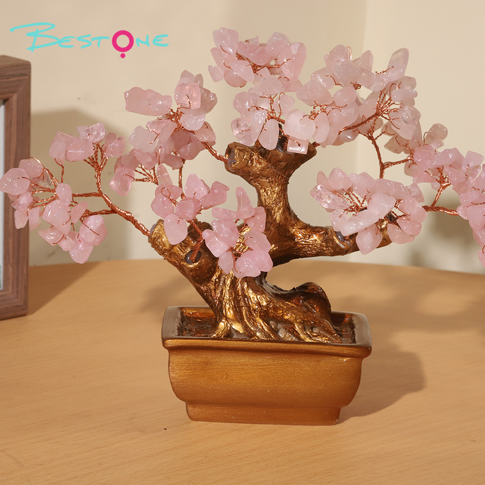 Mini Prosperity Gem Trees with Golden Pot – 20×17cm