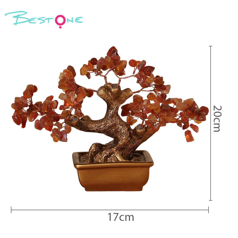 Mini Prosperity Gem Trees with Golden Pot – 20×17cm