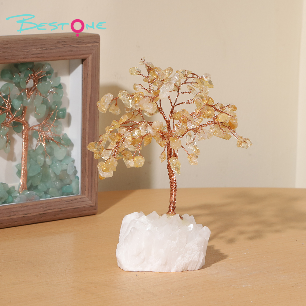 Crystal Chip Gemstone Trees on Clear Quartz Tribe Base – 11×11cm