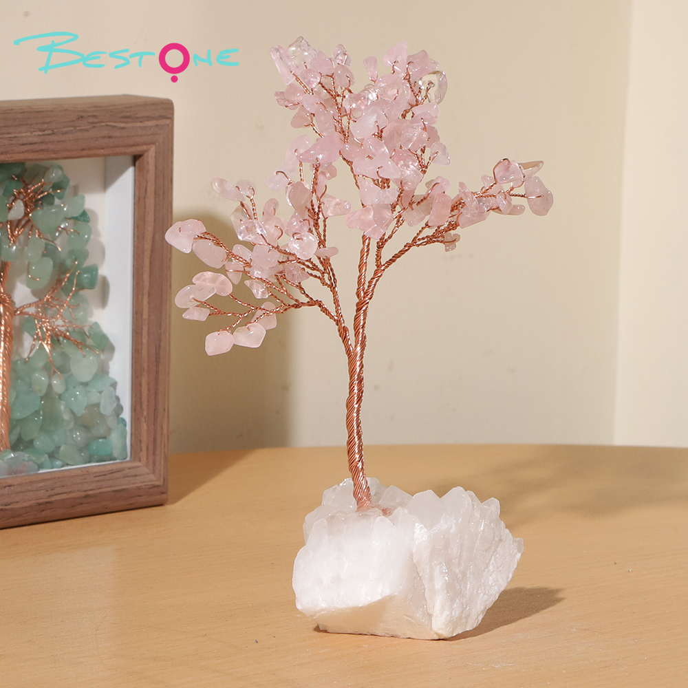 Crystal Chip Gemstone Trees on Clear Quartz Tribe Base – 11×11cm
