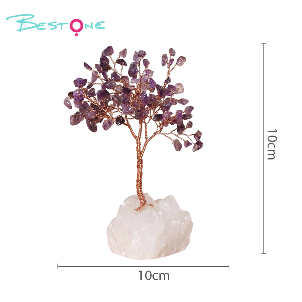 Crystal Chip Gemstone Trees on Clear Quartz Tribe Base – 11×11cm