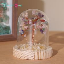 Mini Gemstone Trees in Glass Dome – 9×7cm