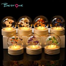 Gemstone Trees in Round Glass Dome – 14×14cm