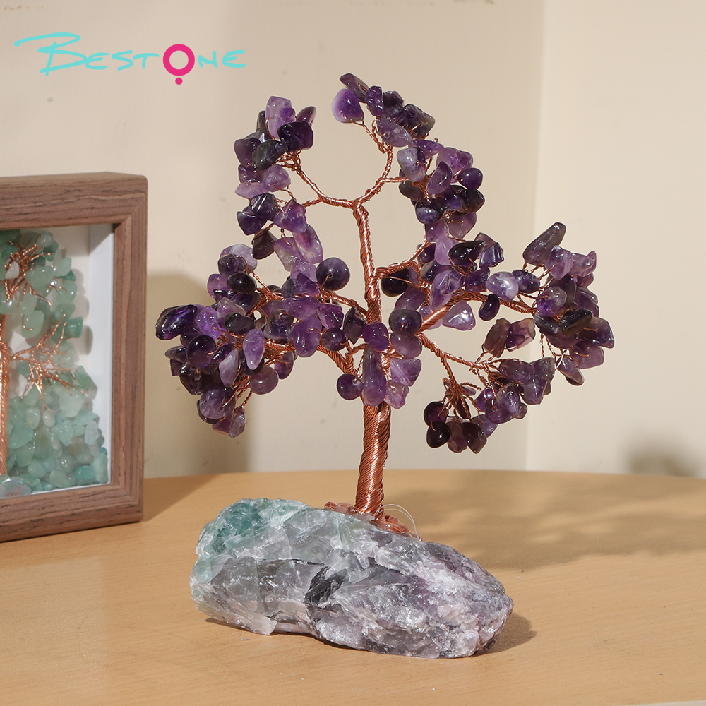 Gemstone Trees on Fluorite Base – 16×15cm