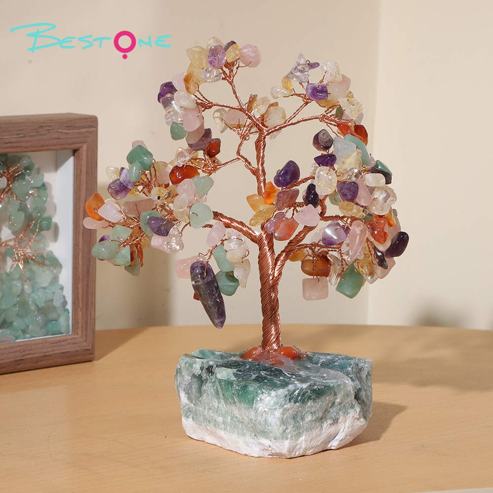 Gemstone Trees on Fluorite Base – 16×15cm