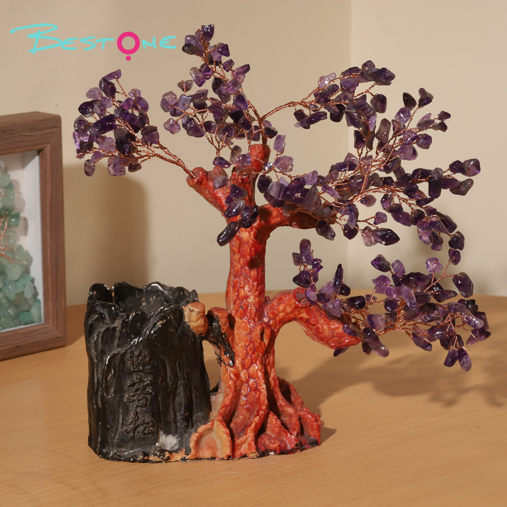 Gemstone Trees with Pen Holder – Welcome Pine Design, 18×17cm