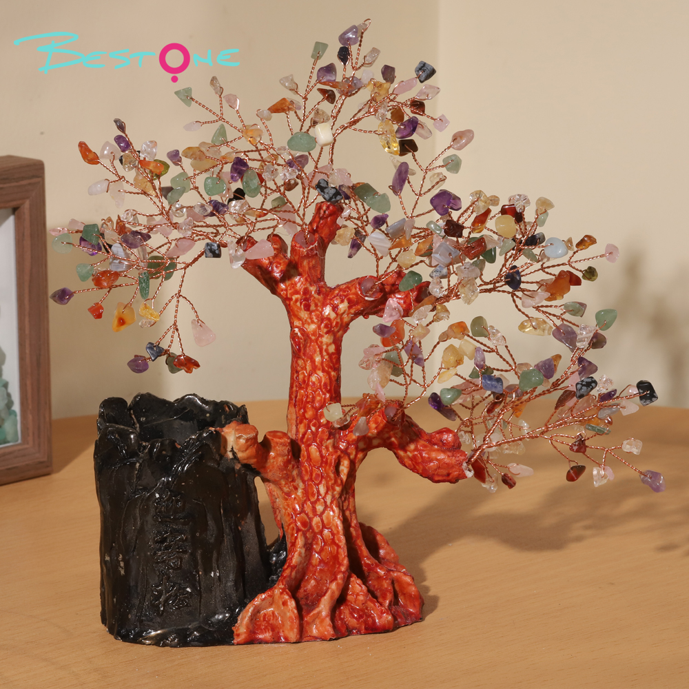 Gemstone Trees with Pen Holder – Welcome Pine Design, 18×17cm