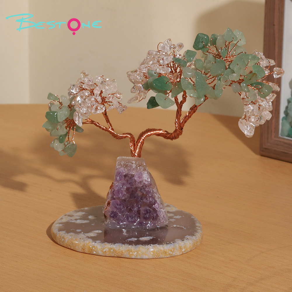 Crystal Tree Collection – 12×10cm Amethyst Cluster with Agate Slice Base