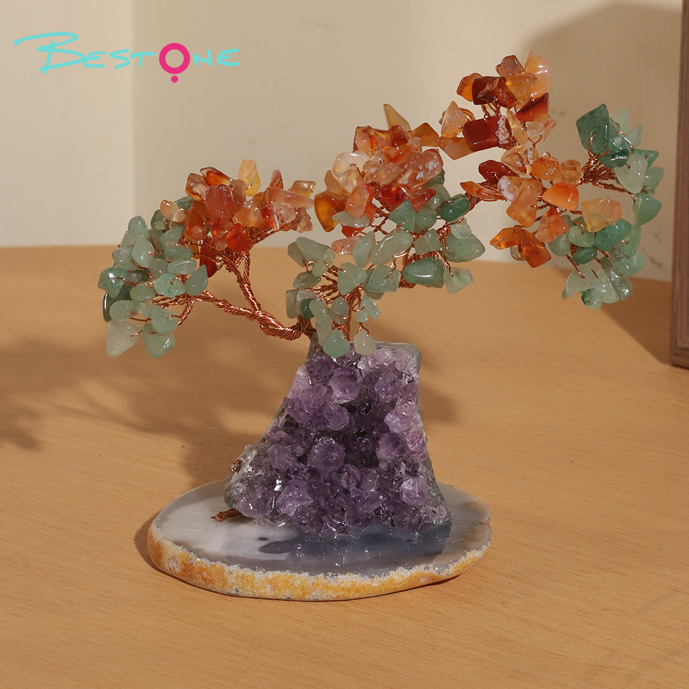 Crystal Tree Collection – 12×10cm Amethyst Cluster with Agate Slice Base