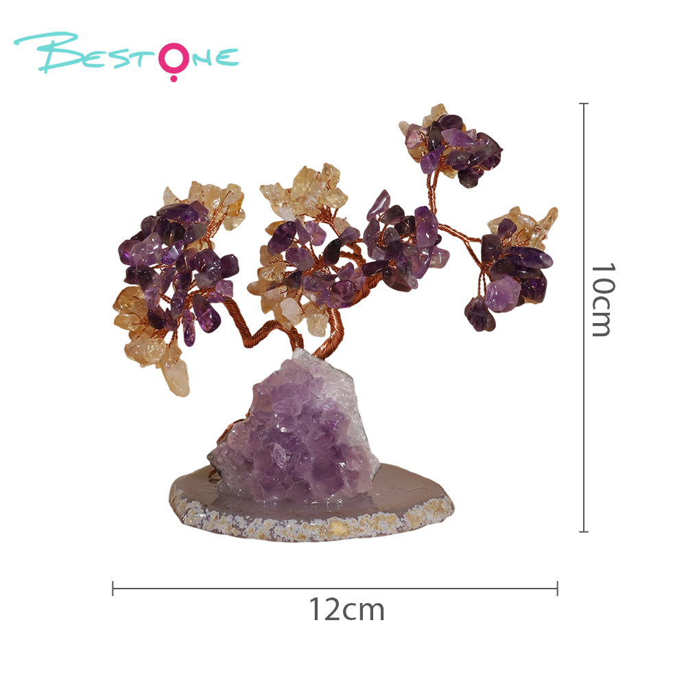 Crystal Tree Collection – 12×10cm Amethyst Cluster with Agate Slice Base