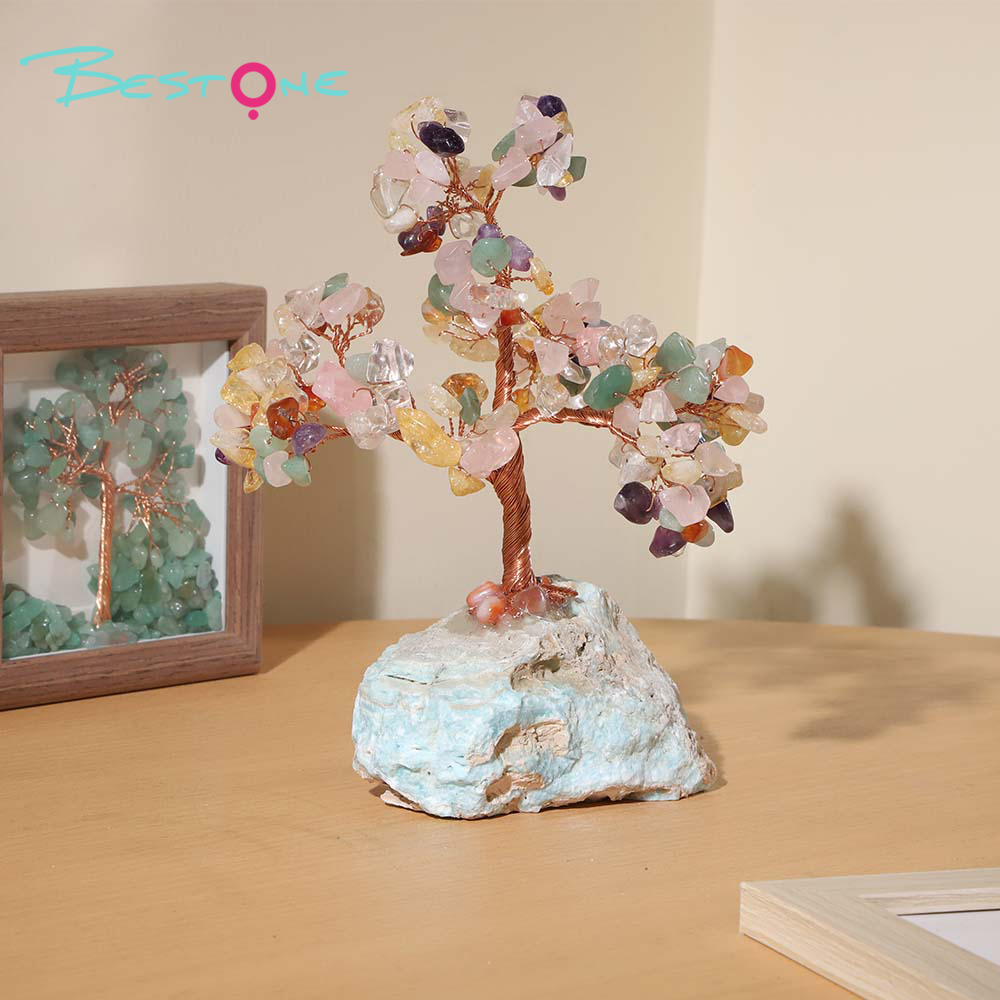 Gemstone Trees on Tourmaline Base – 16×10cm & 12×9cm
