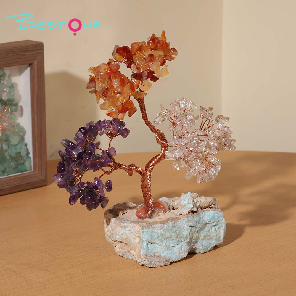 Gemstone Trees on Tourmaline Base – 16×10cm & 12×9cm