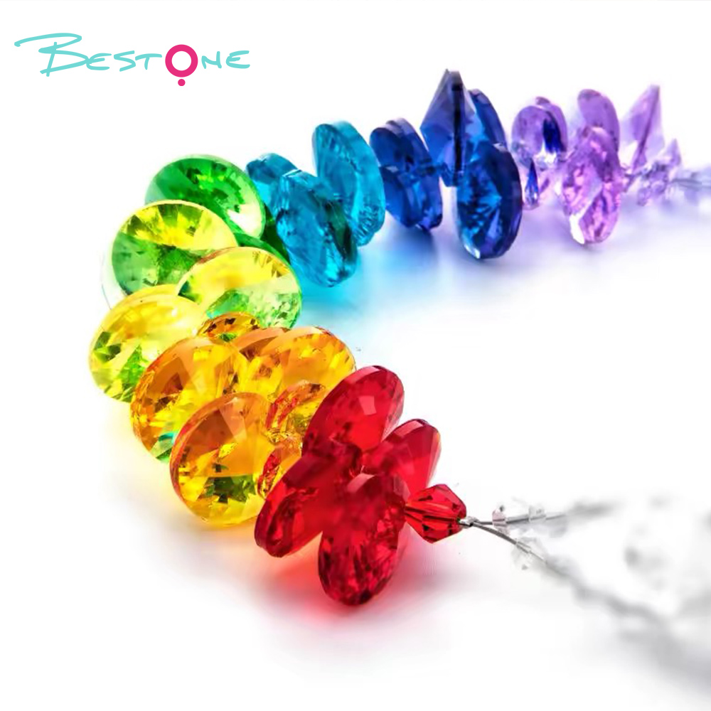Fairy Forest Crystal Wind Chime – Reindeer / Mushroom Design with Heart Pendant and Rainbow Octagon Crystals 31–34cm