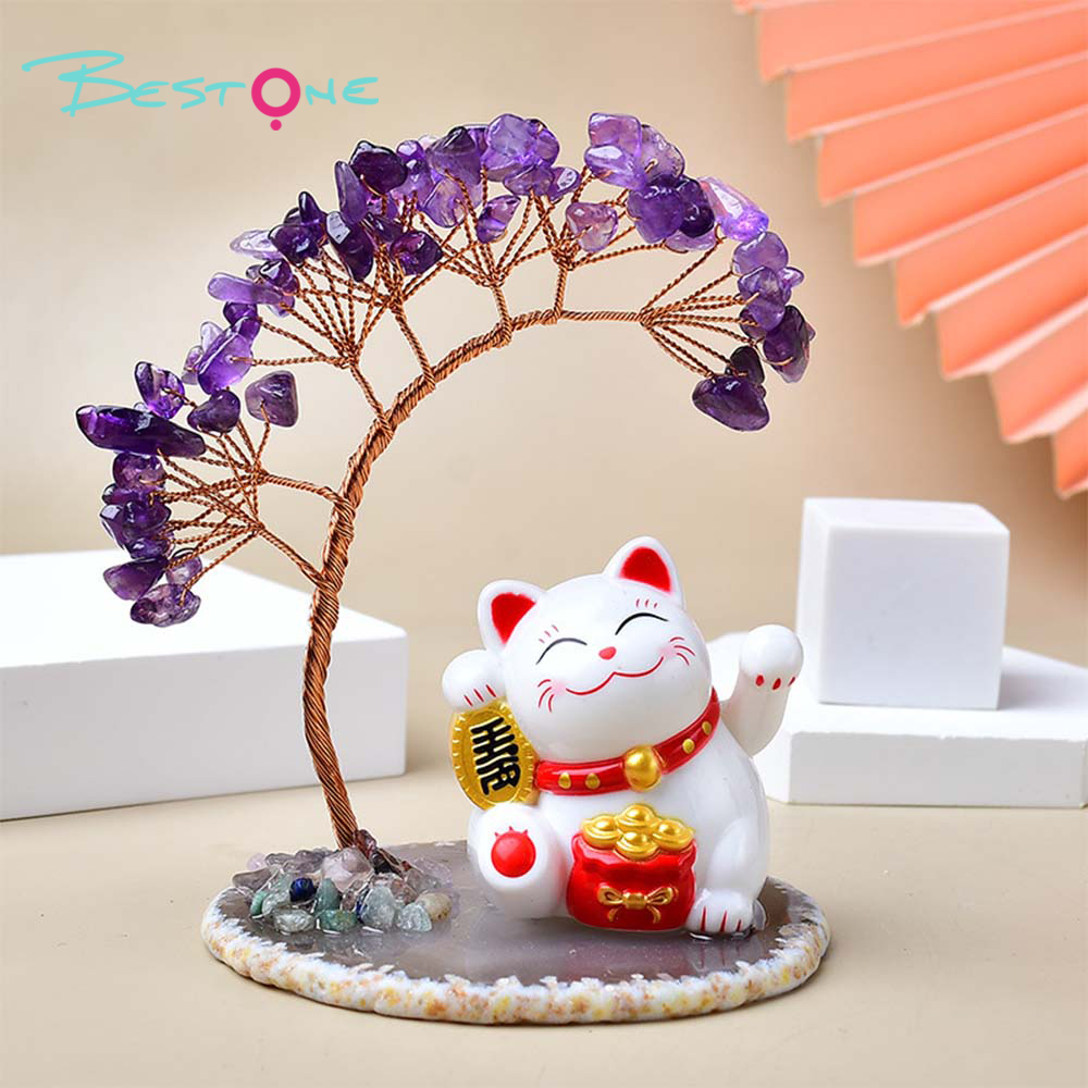 Crystal Fortune Series – Gemstone Tree Ornaments with Lucky Charms