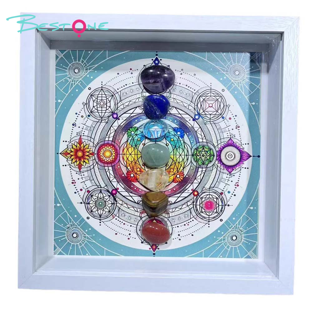 Photo Frame -7 Color Natural Crystal Stone -22*22cm
