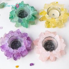 Crystal Glow Series – Raw Stone Candle Holders
