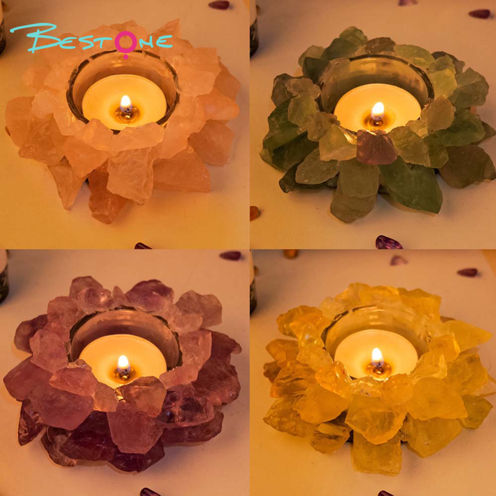 Crystal Glow Series – Raw Stone Candle Holders